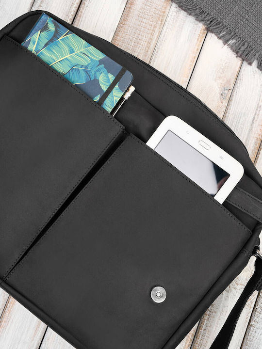 Leder Herren Tasche Bote Schwarz