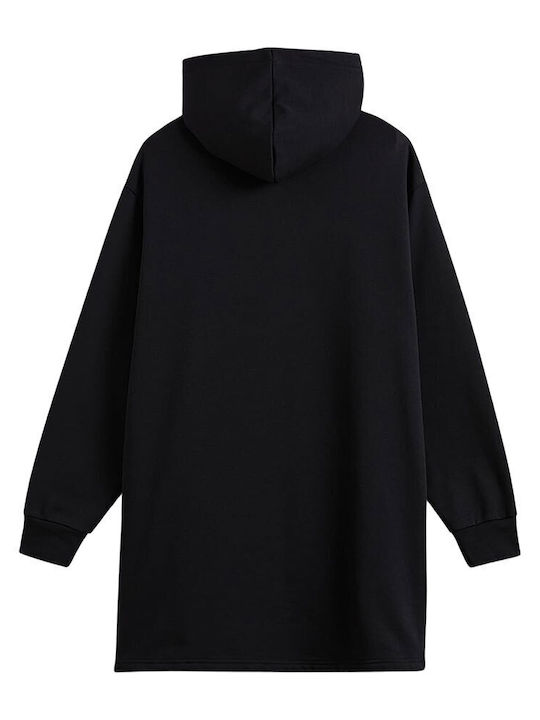 Mini Athletic Dress Long Sleeve with Hood Black