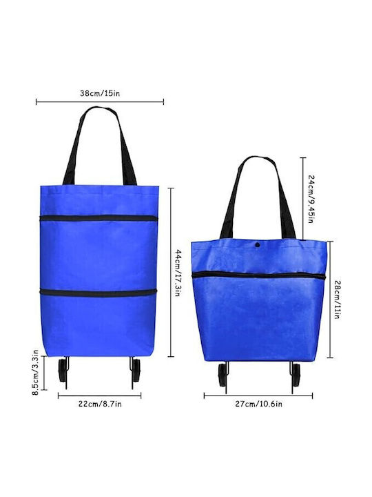 Geantă Pliabilă Flippy 2 În 1 Roți Troller Sacose De Cumparaturi 19 L Albastru Din Plastic 39 X 46 X 12 Cm