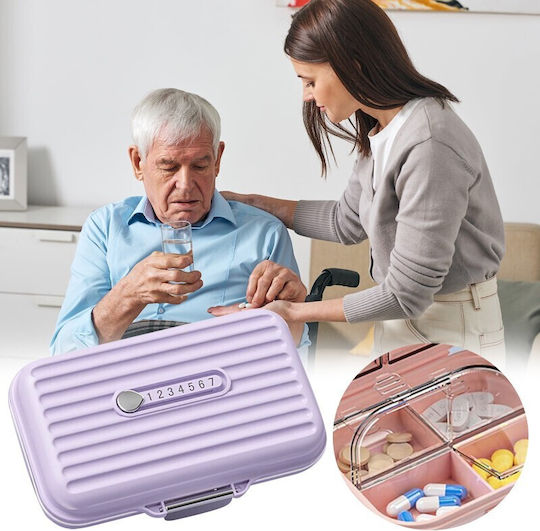 Cutie de Medicamente Flippy Mov 7 Compartimente Portabil Compact 11x7,2x3,5 Cm Ideal pentru Utilizare Zilnică