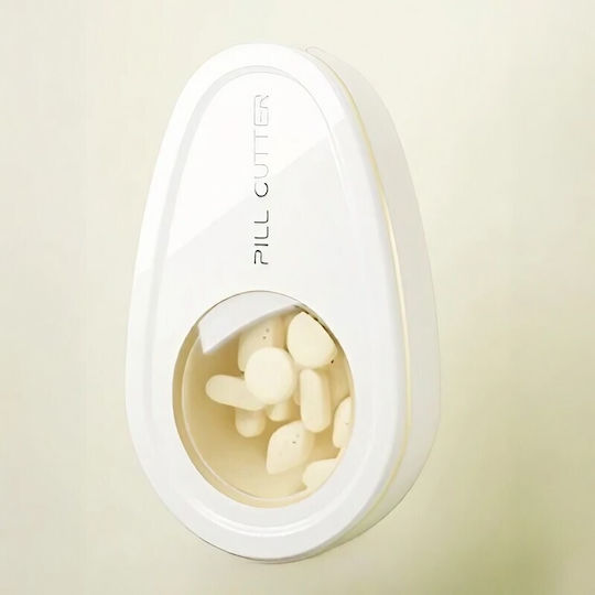 Cutie Pentru Tăiat Pastile Organizator Medicamente Flippy Albă 8x5x2.65 Cm Compactă Portabilă Ideală Pentru Călătorii