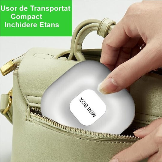 Cutie Pentru Depozitarea Medicamentelor Flippy 4 Compartimente Închidere Etanșă Portabilă Pătrată Alb Gri Pp 7.6x2.9x7.8 Cm