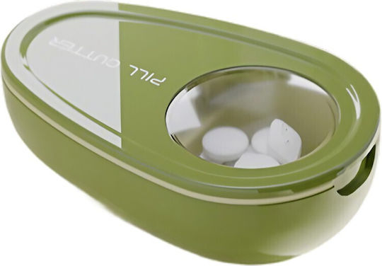 Pill Cutter Medicine Storage Box Flippy Green 8x5x2.65 Cm Compact Portable Ideal Travel