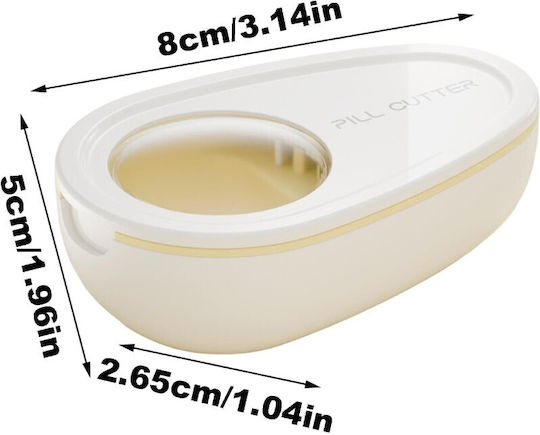 Cutie Pentru Tăiat Pastile Organizator Medicamente Flippy Albă 8x5x2.65 Cm Compactă Portabilă Ideală Pentru Călătorii