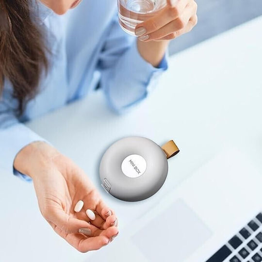 Cutie Pentru Depozitarea Medicamentelor Flippy 6 Compartimente Închidere Etanșă Portabilă Rotundă Alb Gri Pp 8.4x2.9x8.5 Cm