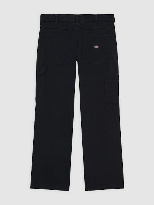Canvas Carpenter Trousers in Regular Fit Black