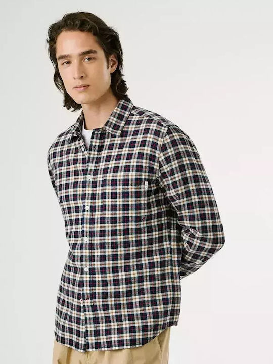 Clermont Long Sleeve Shirt in Regular Fit Checked Blue