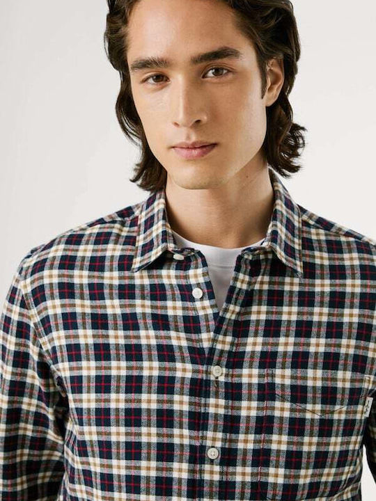 Clermont Long Sleeve Shirt in Regular Fit Checked Blue