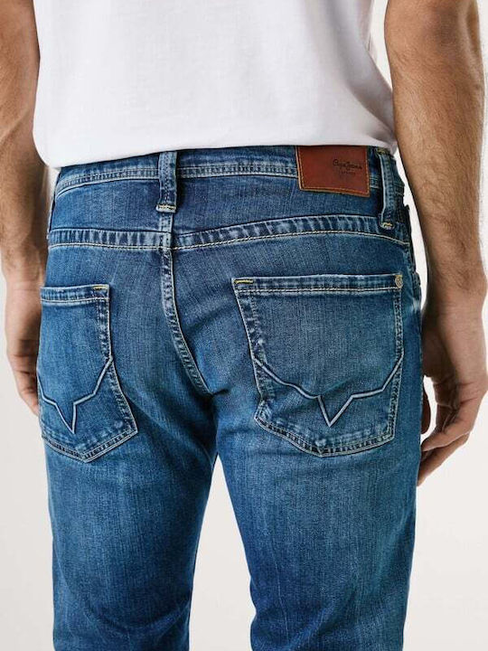 Cash Men's Jeans Pants Elastic with Regular Straight Fit Blue