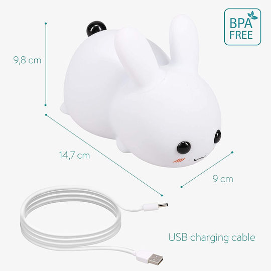 Navaris Lumini LED Lampă decorativă pentru copii Rabbit Alb 14.7x9.8x9εκ.