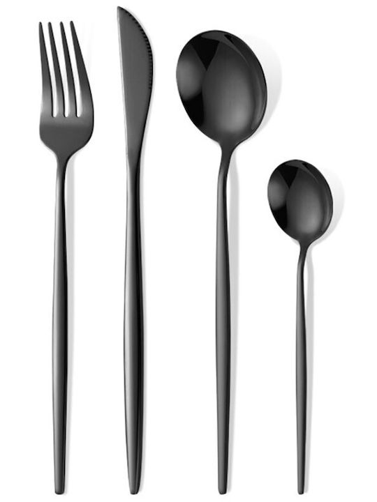 Besteckset Edelstahl Schwarz 24Stück