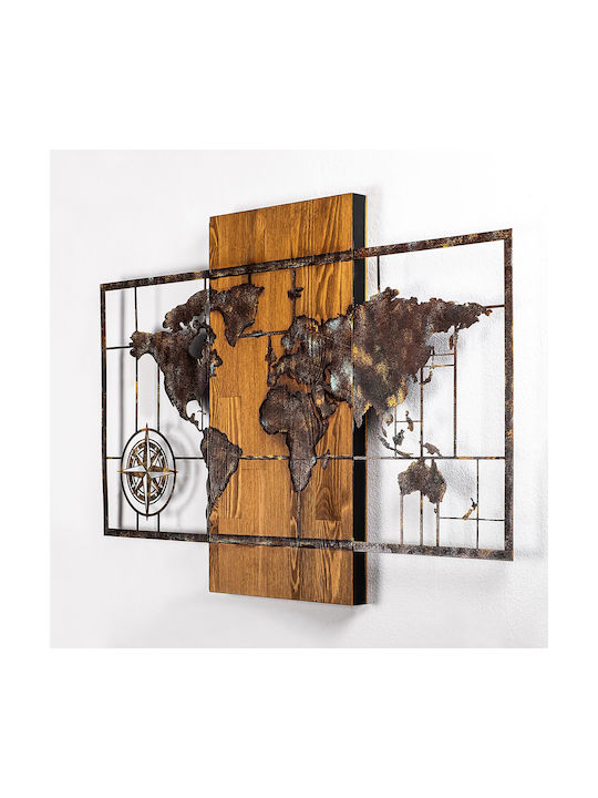 Διακοσμητικό Τοίχου 58x85 A-g World Map 899skl2661 58x85 Μεταλλικό Ξύλινο