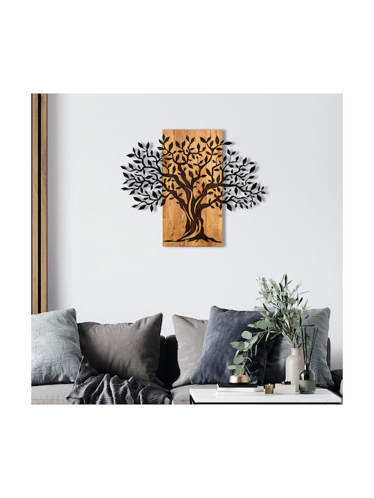 Homemarkt Διακοσμητικο Τοιχου Δεντρο Hm4802-φυλλα Μεταλλου Μαυρα-ξυλο 72x3 Βάθος X58υεκ