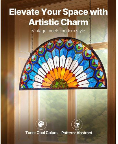Vevor Tiffany Style Stained Glass Panel Chain 36 x 18 Inches Byxcsblbbyxcjakcj001v0