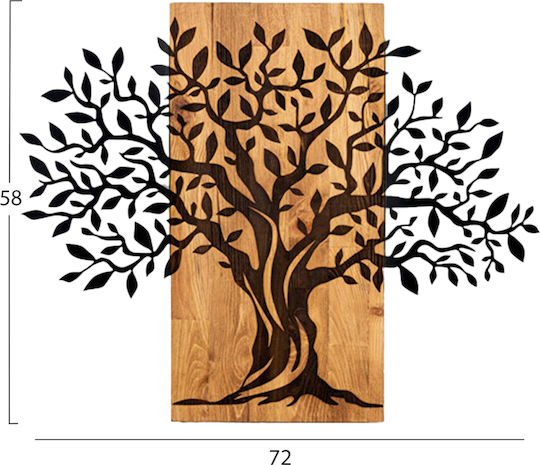 Homemarkt Wall Decor Tree Hm4802-metal Leaves Black-wood 72x3 Depth X58h