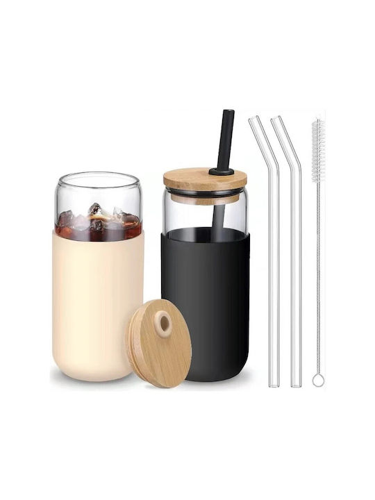 Set of Glasses Water made of Glass in Black Color 500ml 2pcs