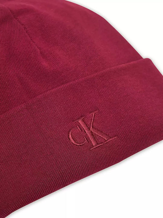 Beanie Γυναικείος Σκούφος με Rib Πλέξη σε Μπορντό χρώμα