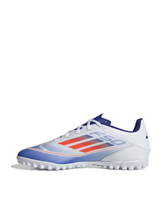 adidas F50 Club Football Shoes with Molded Cleats Cloud White / Solar Red / Lucid Blue