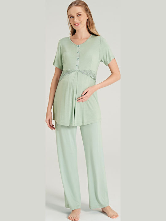 Feyza Robe de maternitate și alăptare Bay Leaf Mint