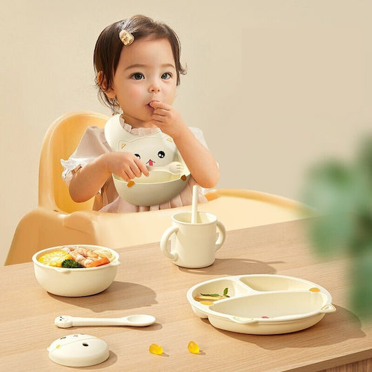 Feeding Set made of Silicone Beige 5pcs for 12+ months