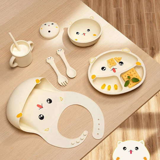 Feeding Set made of Silicone Beige 5pcs for 12+ months