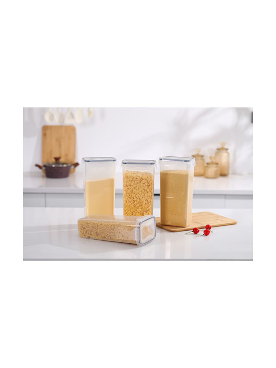 Set 4buc Borcane Cereale / pentru paste cu capac Plastic Transparent 2800ml