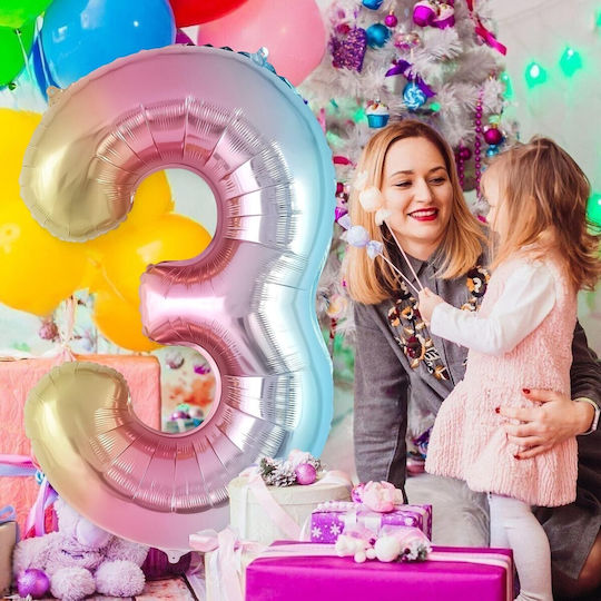 Balon Folie Număr 3 Multicolor 40buc