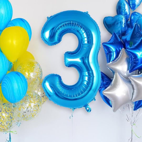 Balon Folie Jumbo Număr 3 Albastru 100buc