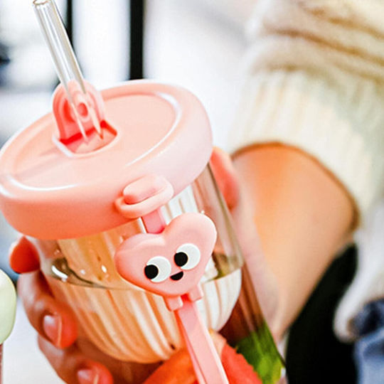 Kleinkinderbecher mit Griff und Strohhalm aus Silikon Rosa 500ml