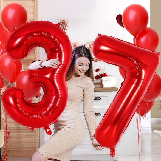 Balon Folie Jumbo Număr 7 Roșu 80buc
