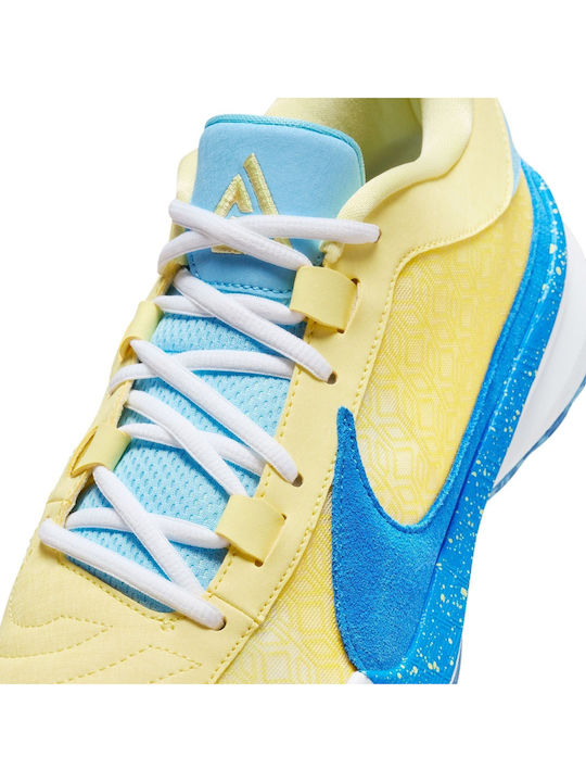 Giannis Freak 5 "Through My Eyes" Χαμηλά Μπασκετικά Παπούτσια Soft Yellow / Λευκό / Light Laser Orange / Light Photo Blue