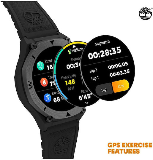 Timberland Trail Force S2 47mm Smartwatch με Παλμογράφο (Μαύρο)