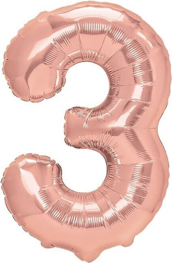 Luftballon Folie Jumbo Zahl 3 Rose Gold 100cm