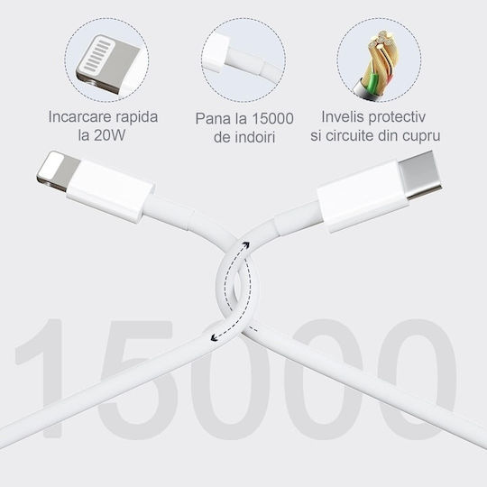 Încărcător Fără Cablu Cu Port USB-C 20W Livrarea Energiei Alb