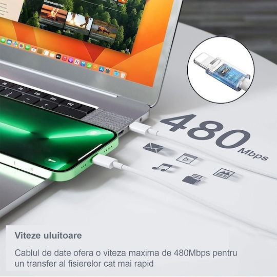 Încărcător Fără Cablu Cu Port USB-C 20W Livrarea Energiei Alb