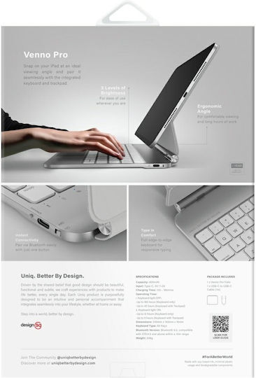 Uniq Flip Cover με Πληκτρολόγιο Λευκή (iPad Air 11" (2024/25), iPad Air 10.9" (2022/20))