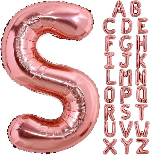 Balon Folie Jumbo Literă S Rose Gold 100buc