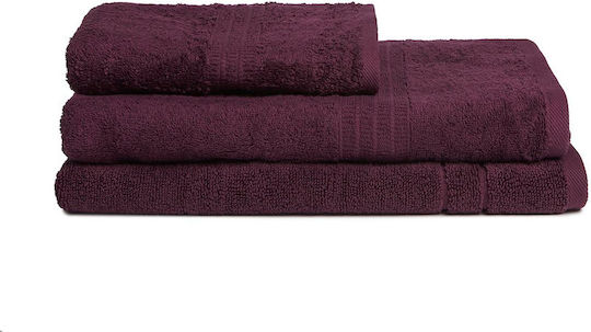 Homelover Set Prosoape de Baie 3 buc Plum Purple Greutate 500gr/m²