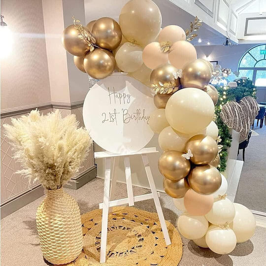 Σετ 16 Μπαλόνια Latex Gold, Light & Dark Beige 30εκ.