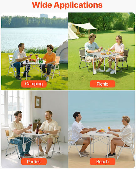 Vevor Τραπέζι Αλουμινίου για Camping Πτυσσόμενο Ασημί