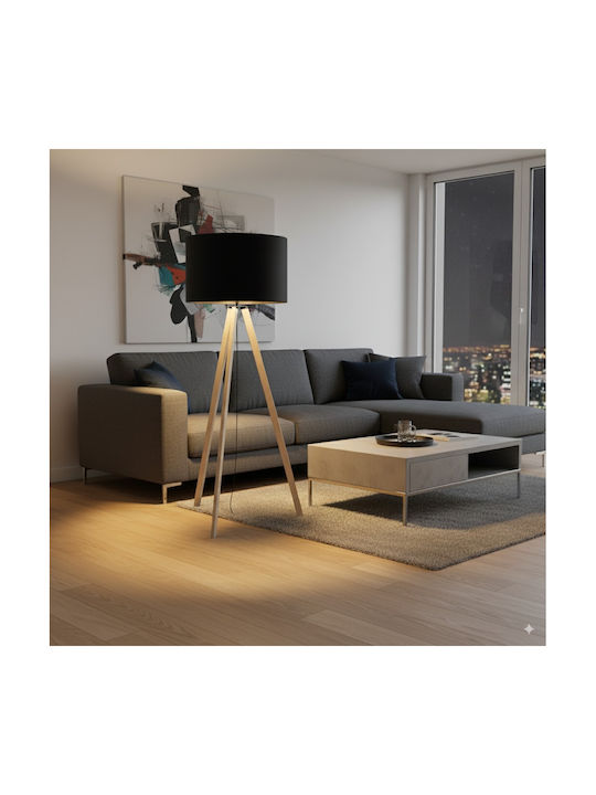 Pakketo PWL-1060 Floor Lamp H140xW38cm. with Socket for Bulb E27 Black