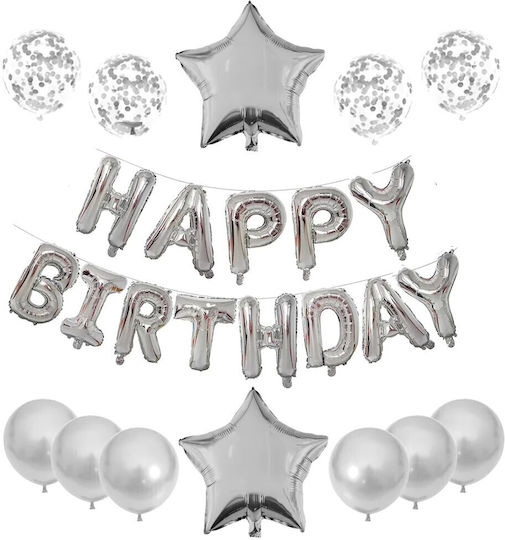 Komposition mit 25 Luftballons Folie Beige Buchstaben 40cm