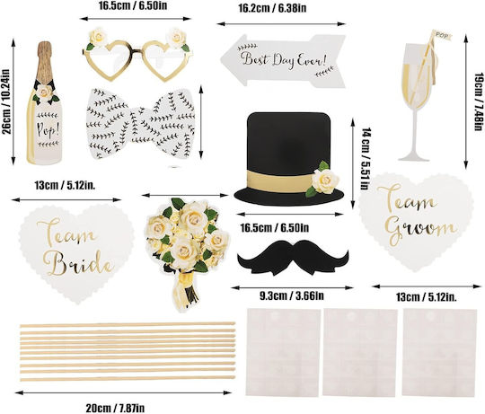 Set 10 Party Accessories Flippy Photo Corner Props Bride Groom Design Wedding Theme Multicolor