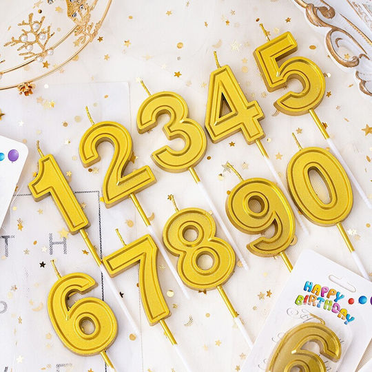 Kuchenkerze Nummer 6 Flippy 4,8 cm Geburtstag Gold