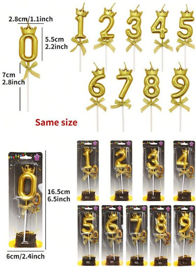 Cake Birthday Candle Number 6 Crown Design Gold Flippy Party