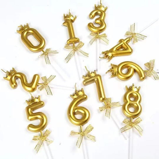 Cake Birthday Candle Number 5 Crown Design Gold Flippy Party