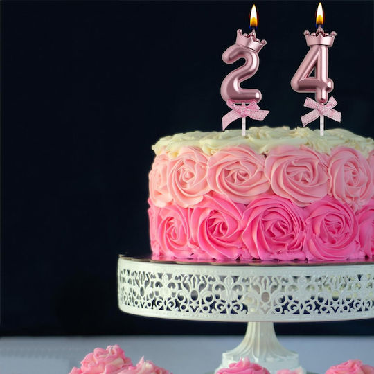 Number 4 Candle Flippy Crown Bow Design Cake 6 X 2.5 Cm Purple