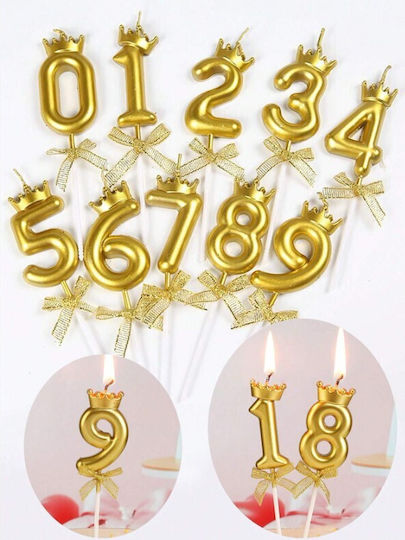Lumânare De Tort Numărul 9 Design Coroană Auriu Flippy Party