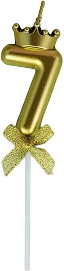 Kuchenkerze Nummer 7 Kronen-Design Gold Flippy Party