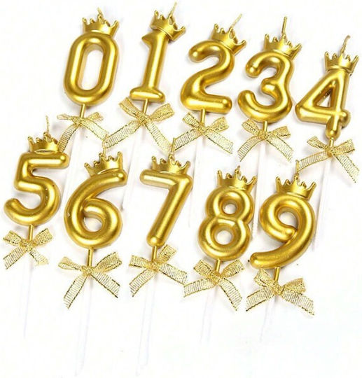Cake Birthday Candle Number 4 Crown Design Gold Flippy Party